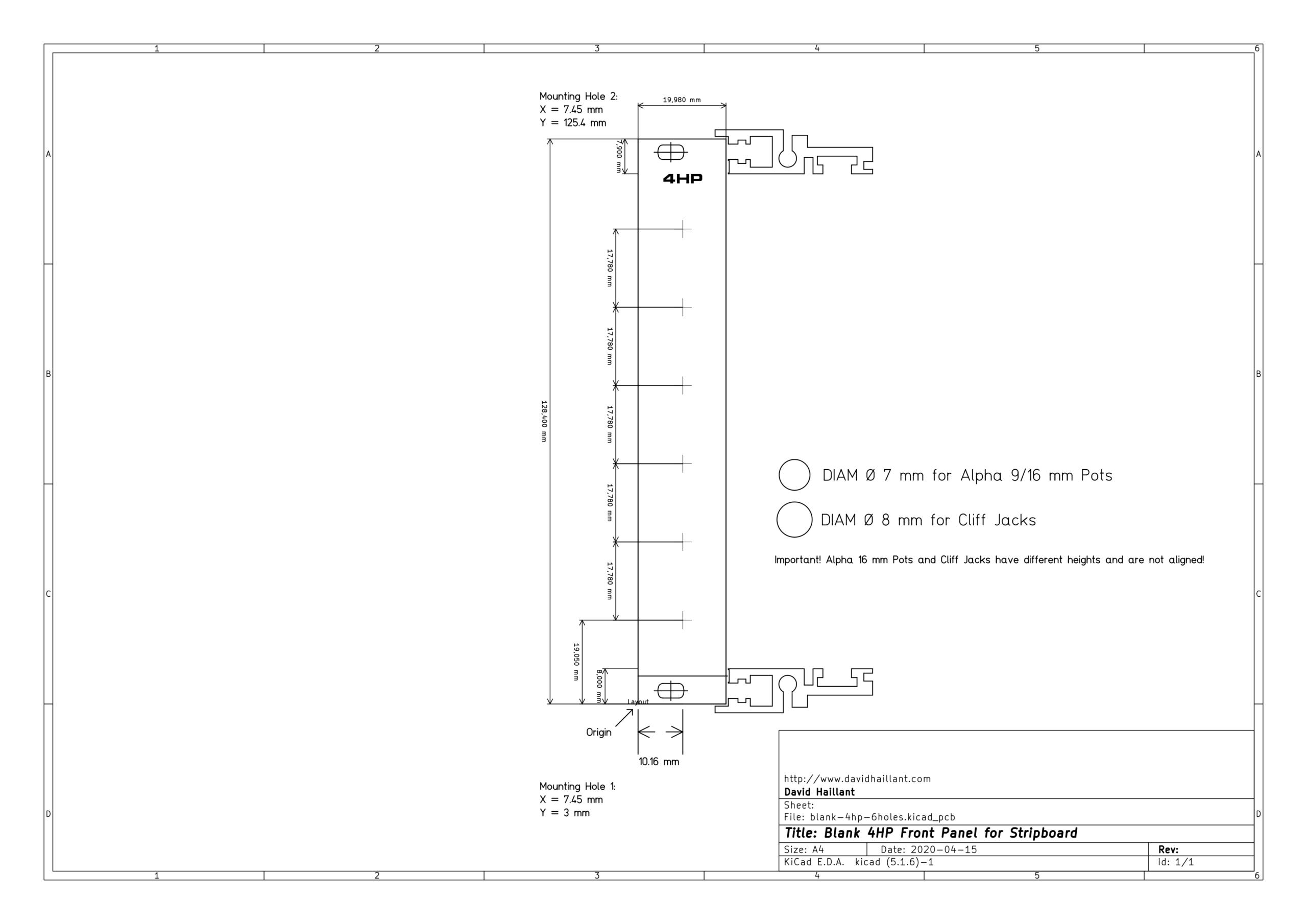 6-holes 4HP prototyping panel - Image 2